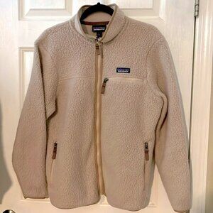 Patagonia Women's Retro Pile Fleece Jacket, camel / cream / light brown sz Large